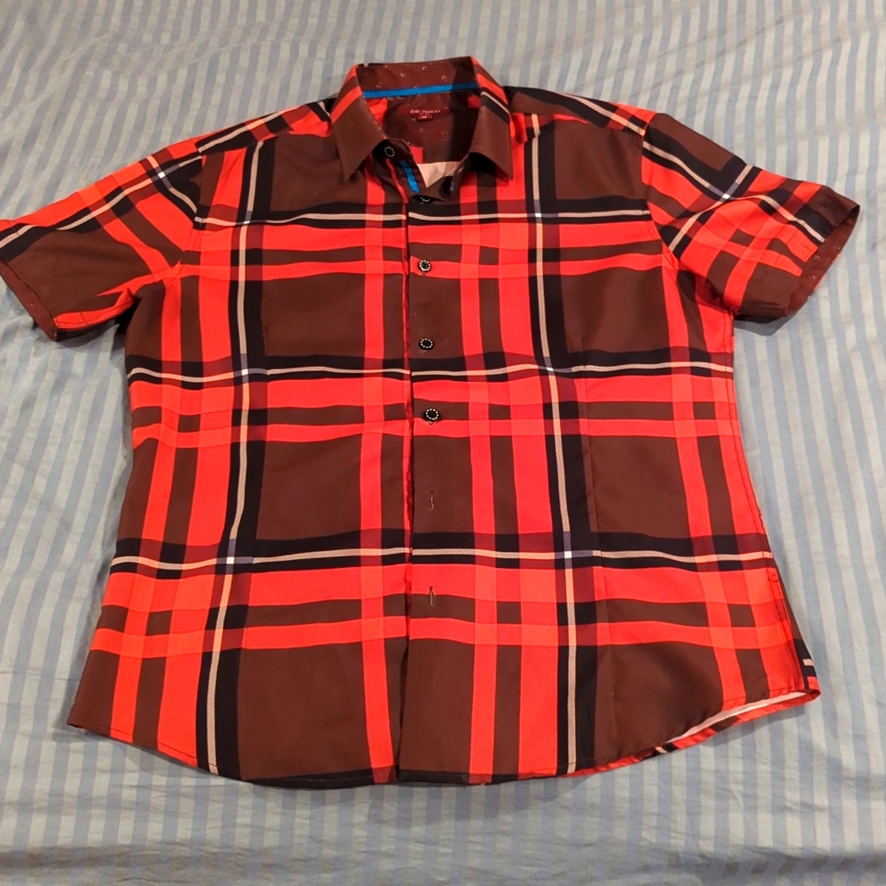 Plaid Patterned Orange Casual Shirt